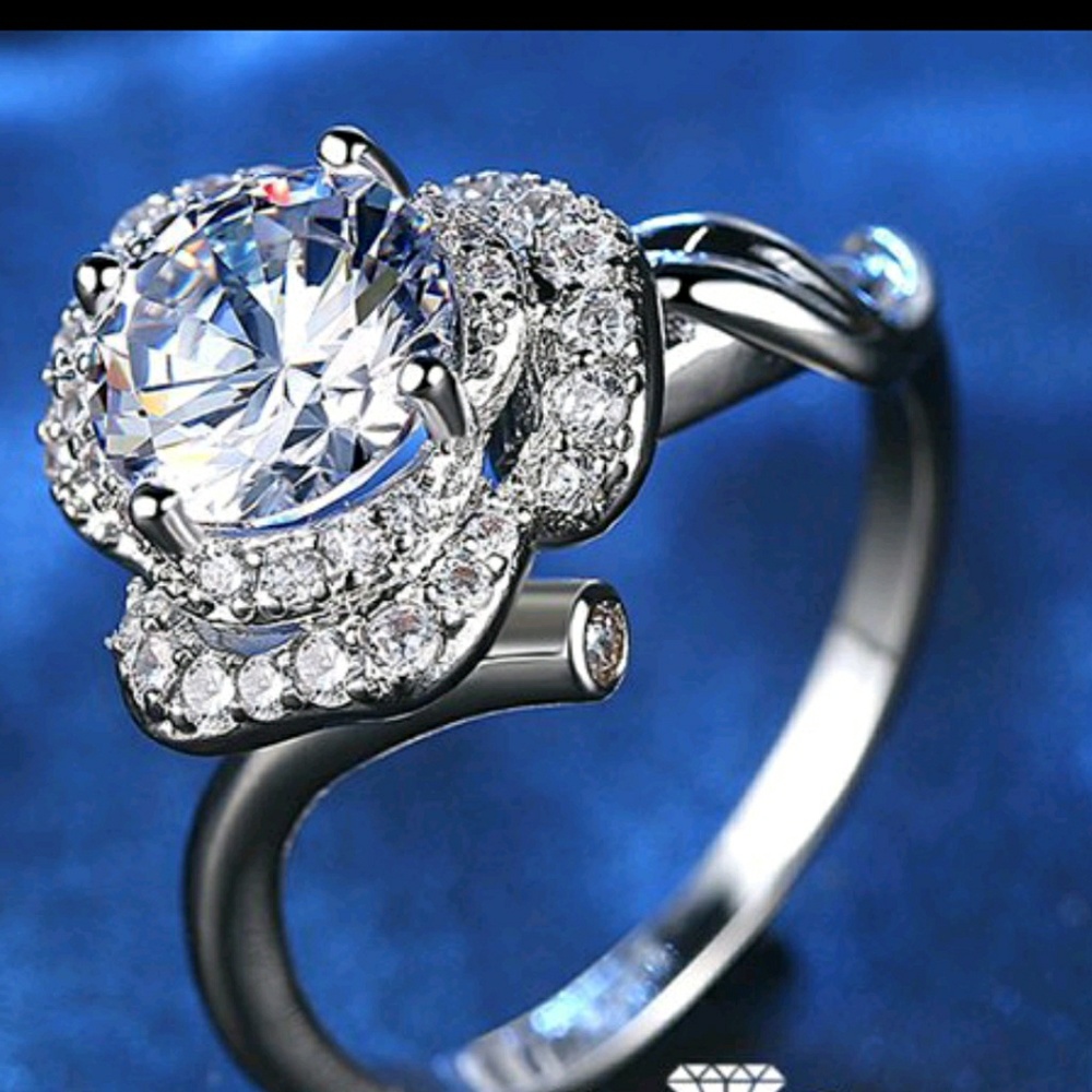 Luxury cz diamond rose gold ring